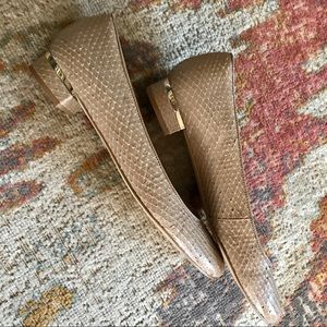Talbots Snake Embossed Tan Leather Flats